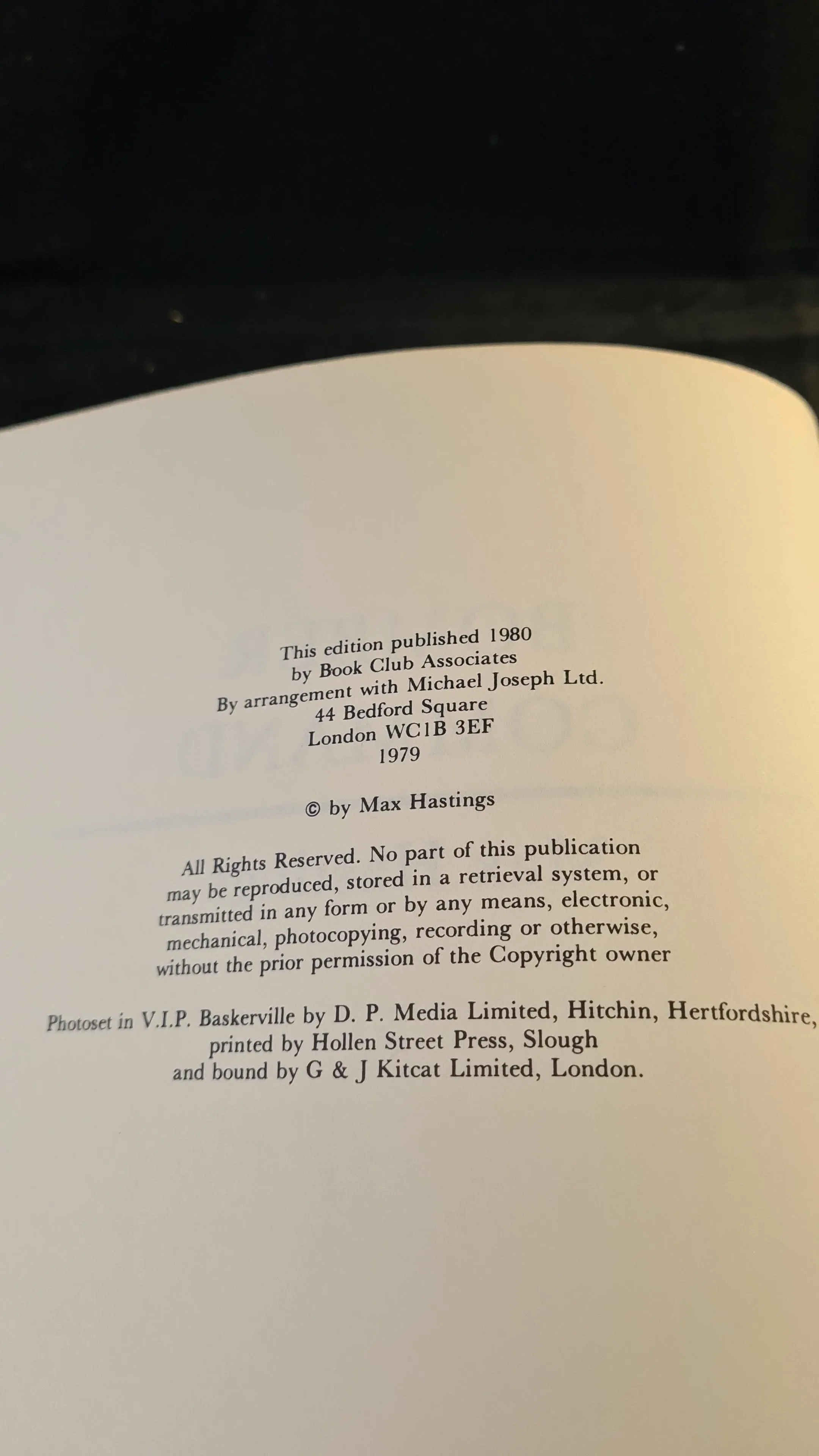 Max Hastings - Bomber Command, Book Club, 1980