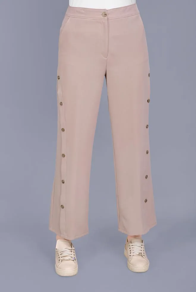 ‘MAYBELLA’ Buttoned Flowy Pants| Tan