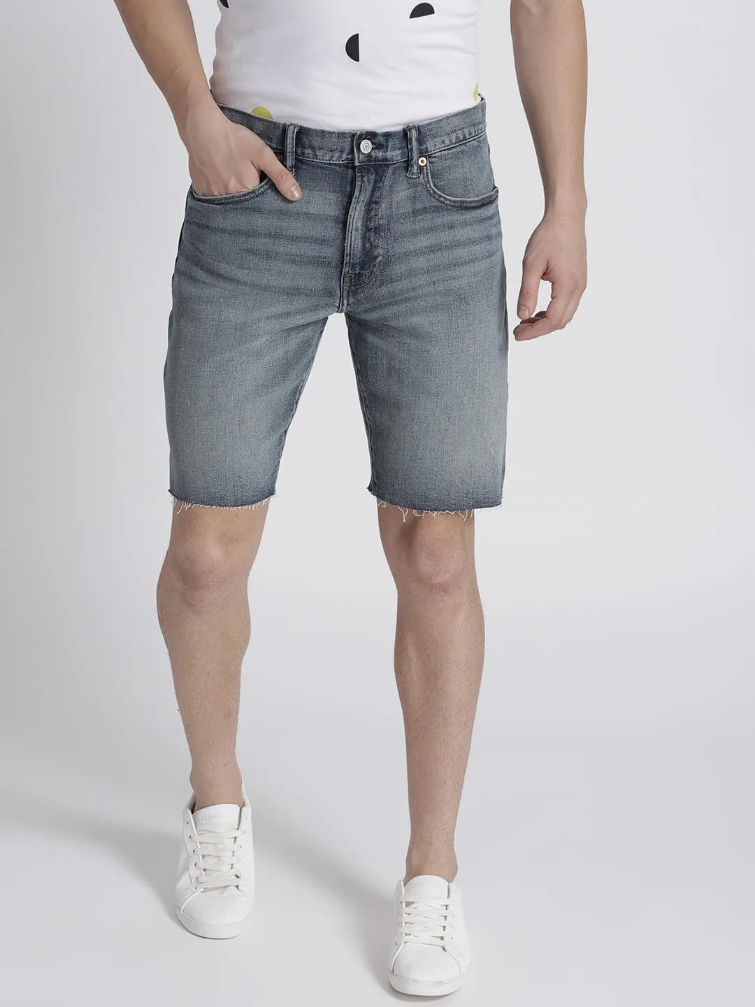 Men 10 Inches Slim Denim Shorts with Flex