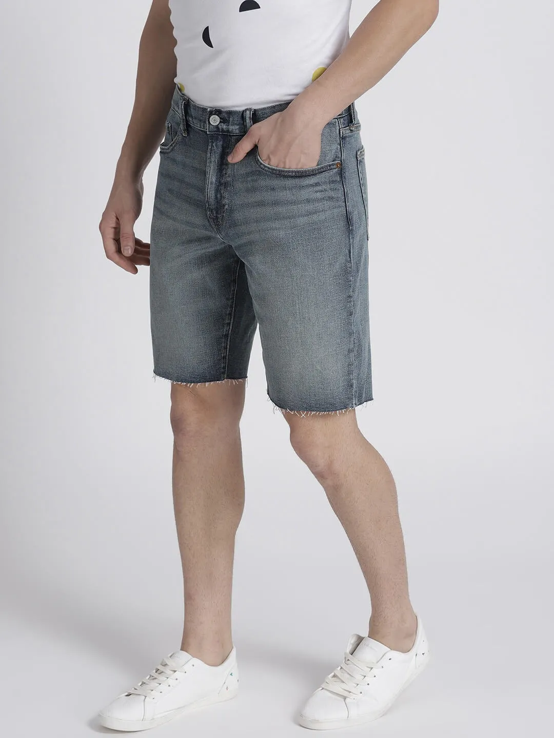 Men 10 Inches Slim Denim Shorts with Flex