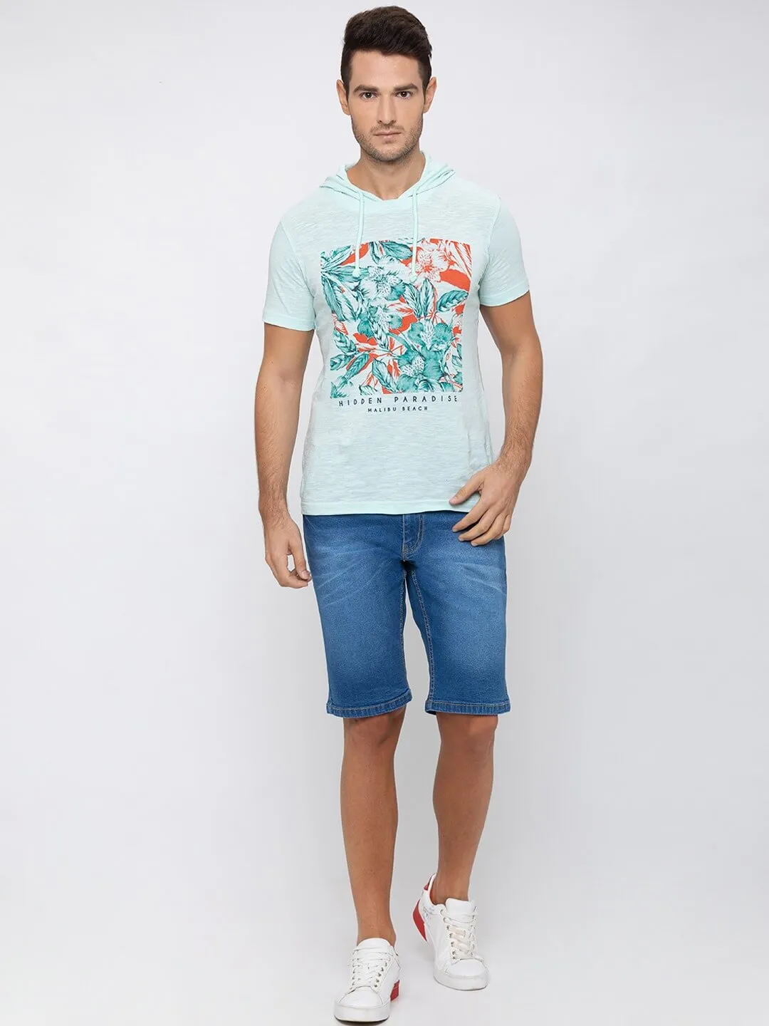 Men Blue Regular Fit Denim Shorts