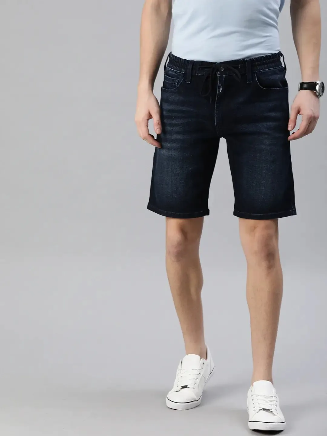 Men Blue Washed 502 Regular Tapered Fit Denim Shorts