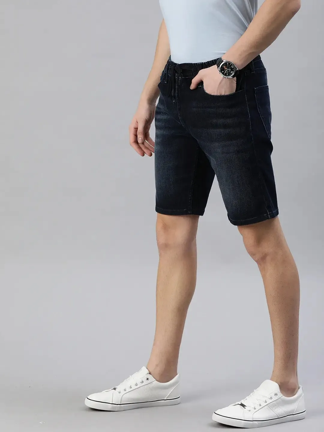 Men Blue Washed 502 Regular Tapered Fit Denim Shorts