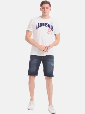 Men Blue Washed Slim Fit Denim Shorts