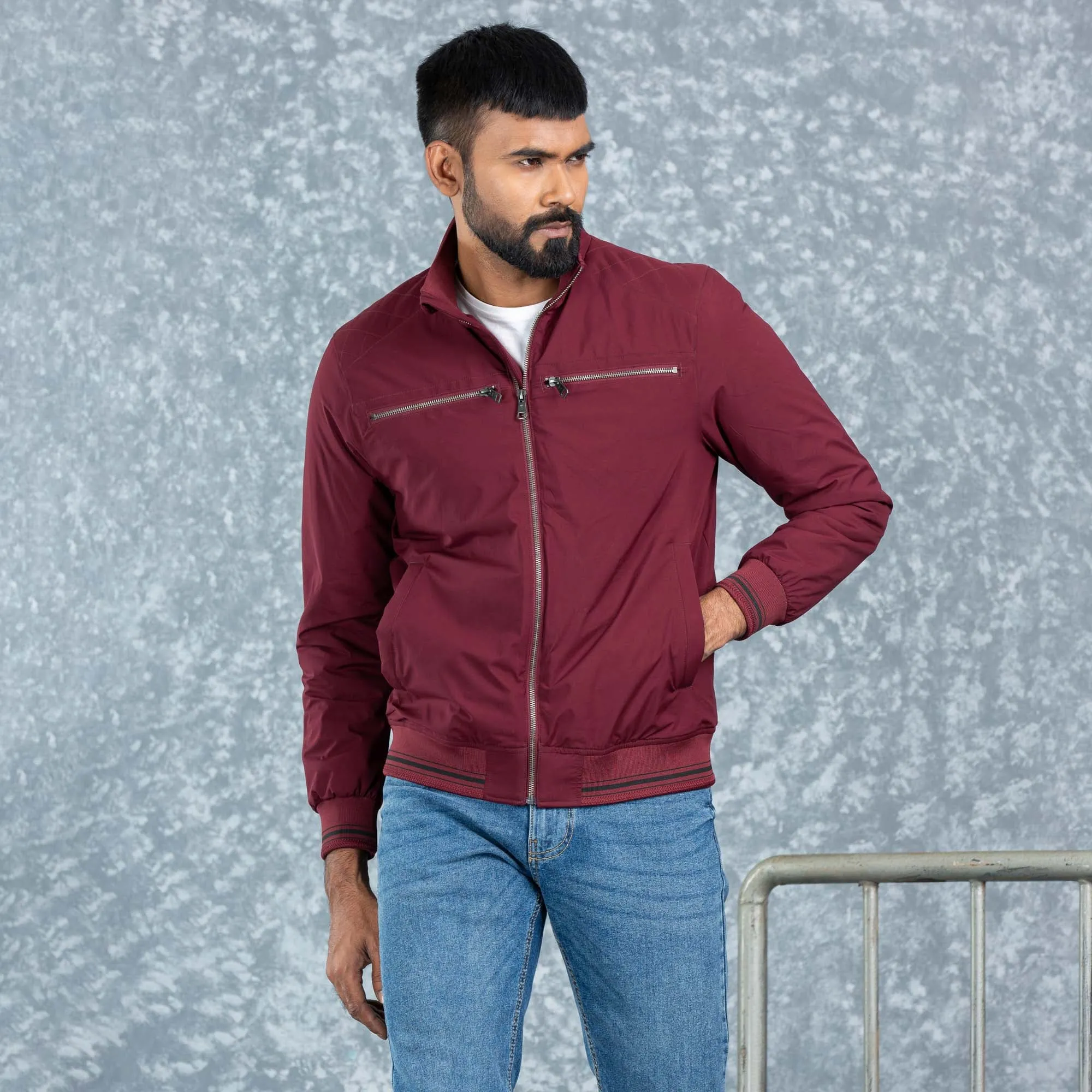 Mens Bomber- Maroon