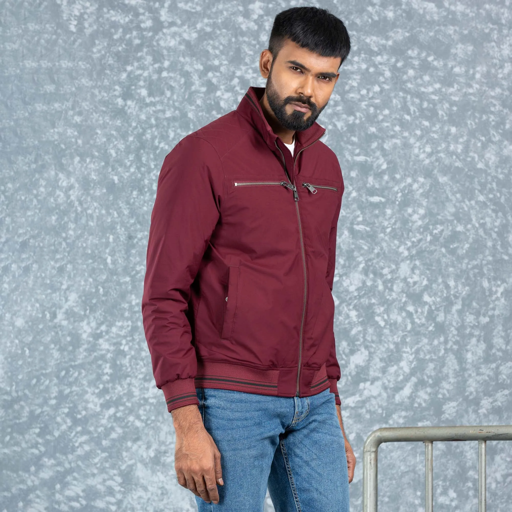 Mens Bomber- Maroon