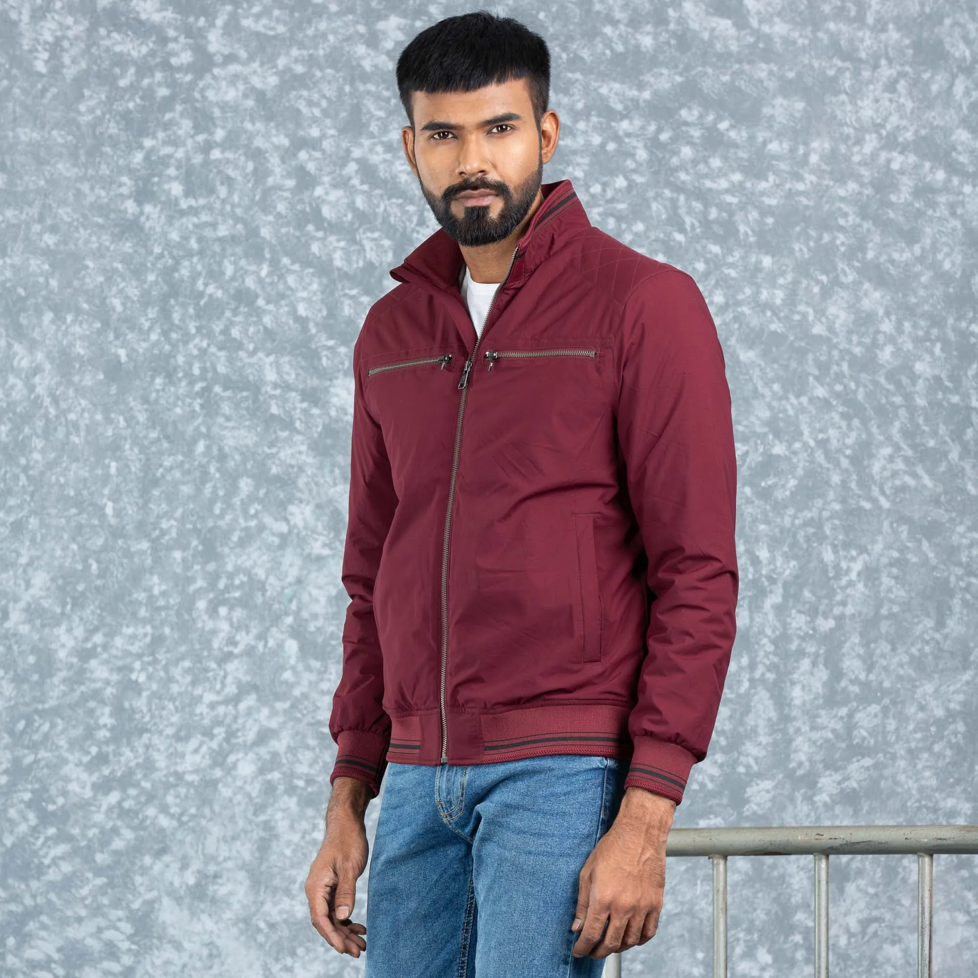 Mens Bomber- Maroon