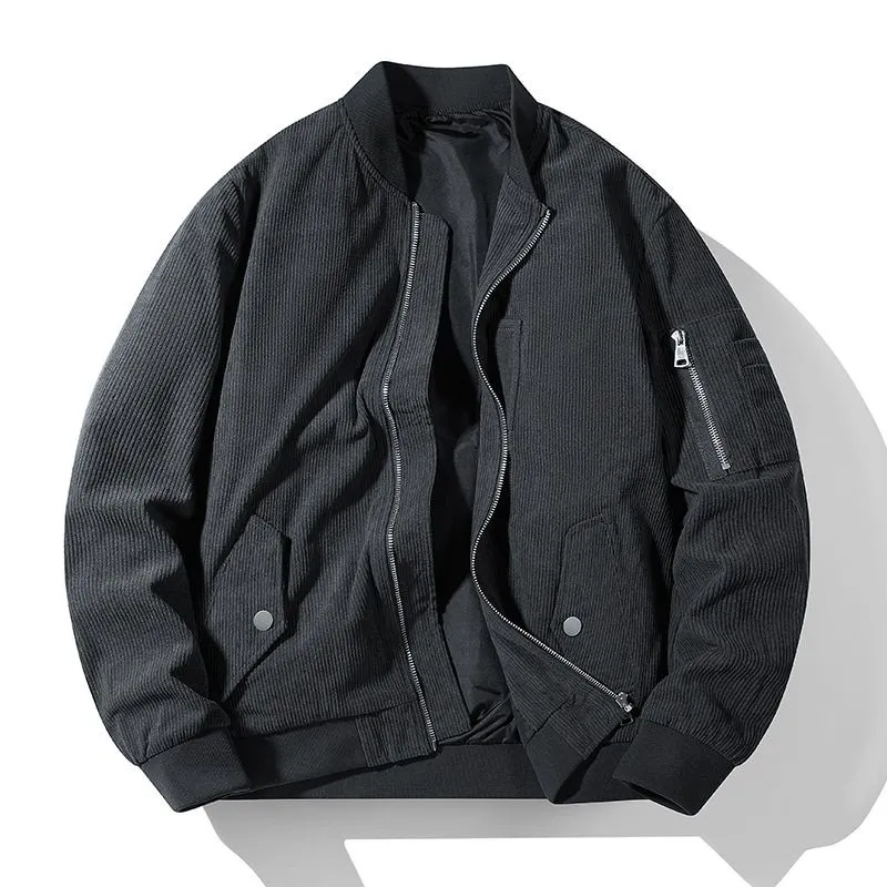 Men's Casual Fit Stand Collar Corduroy Jacket