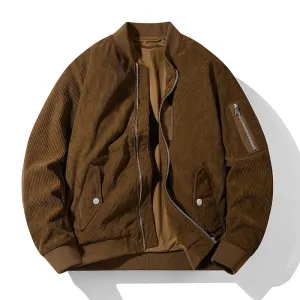 Men's Casual Fit Stand Collar Corduroy Jacket