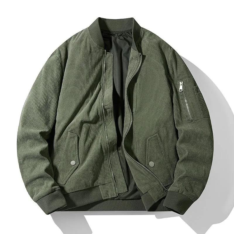 Men's Casual Fit Stand Collar Corduroy Jacket
