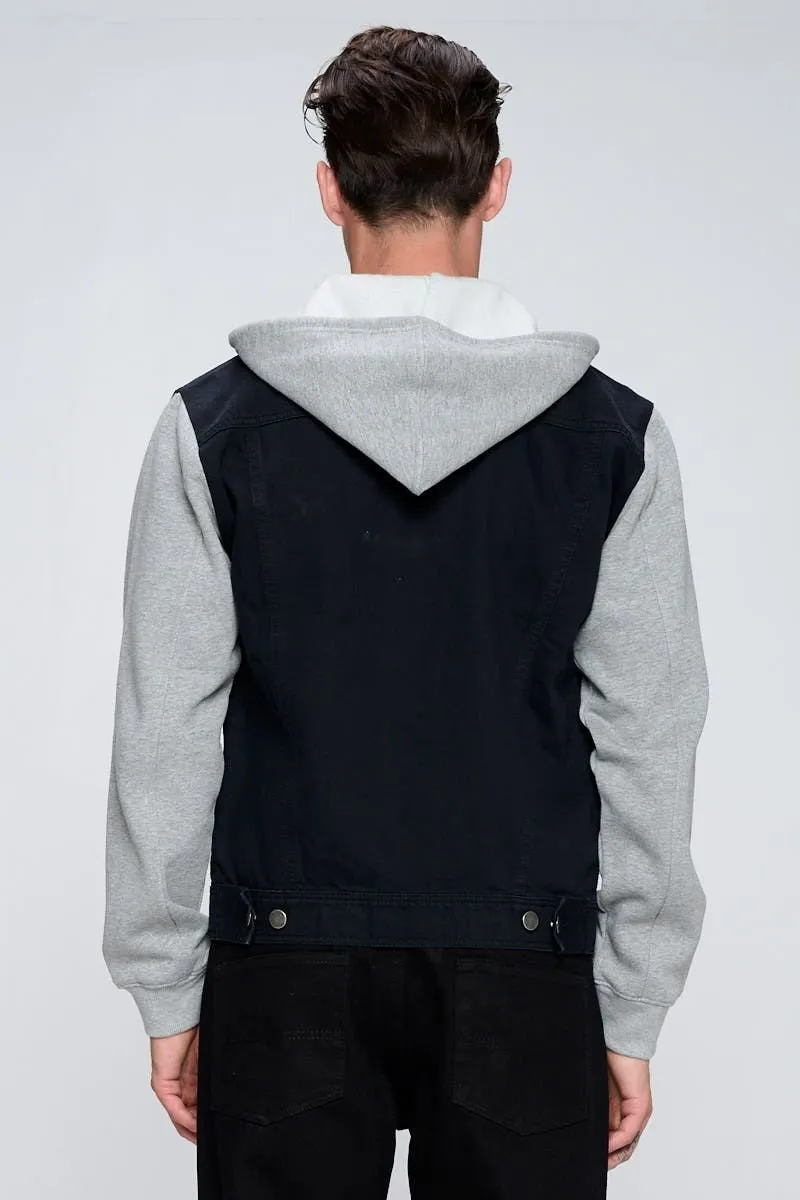 MEN'S DENIM JACKET WITH FLEECE HOODY