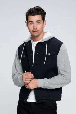 MEN'S DENIM JACKET WITH FLEECE HOODY