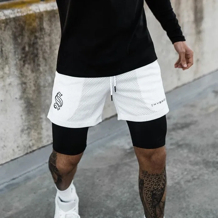 Men's European And American Two Piece Double-decker Fitness Shorts