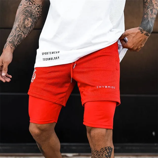 Men's European And American Two Piece Double-decker Fitness Shorts
