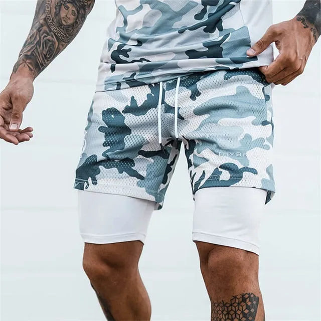 Men's European And American Two Piece Double-decker Fitness Shorts