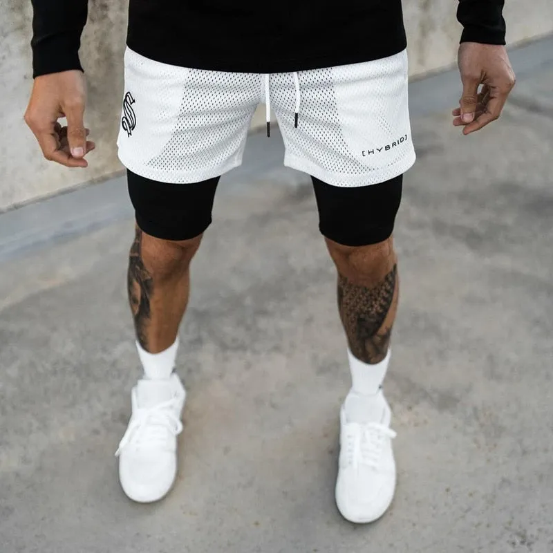 Men's European And American Two Piece Double-decker Fitness Shorts