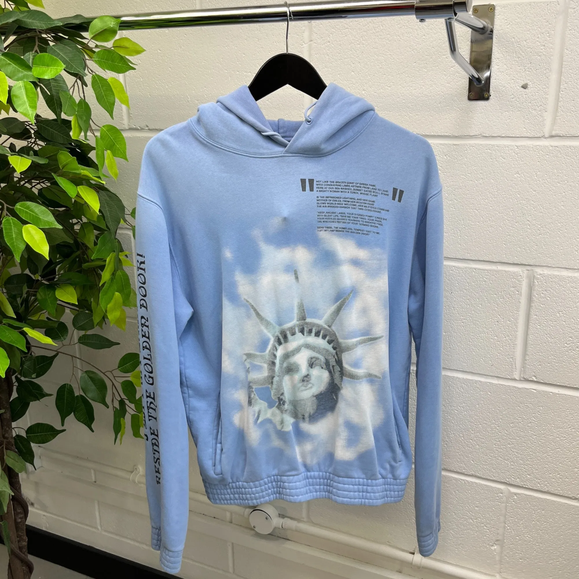 Men's Off-White × Virgil Abloh Statue Of Liberty Hoodie Blue Size M