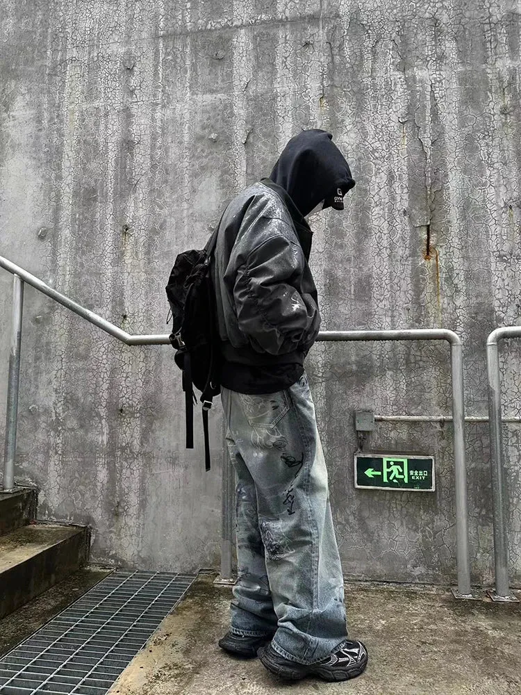 Men's Suede Hoodie Bomber Jacket