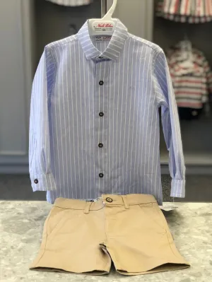 MIRANDA NEL BLU Blue & Beige Boys Chino Short Set - CLEARANCE SALE