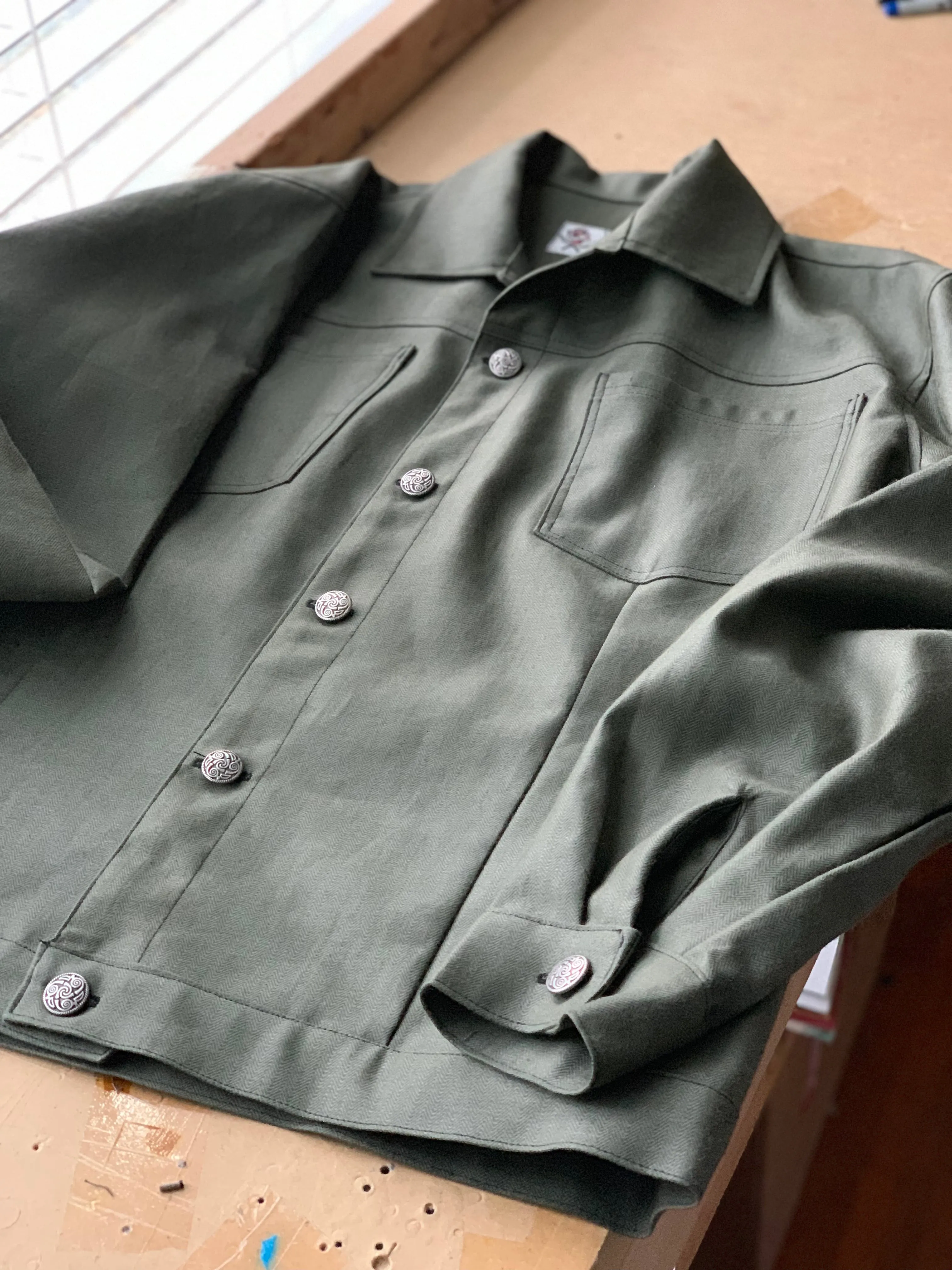 “Moon life” green denim jacket