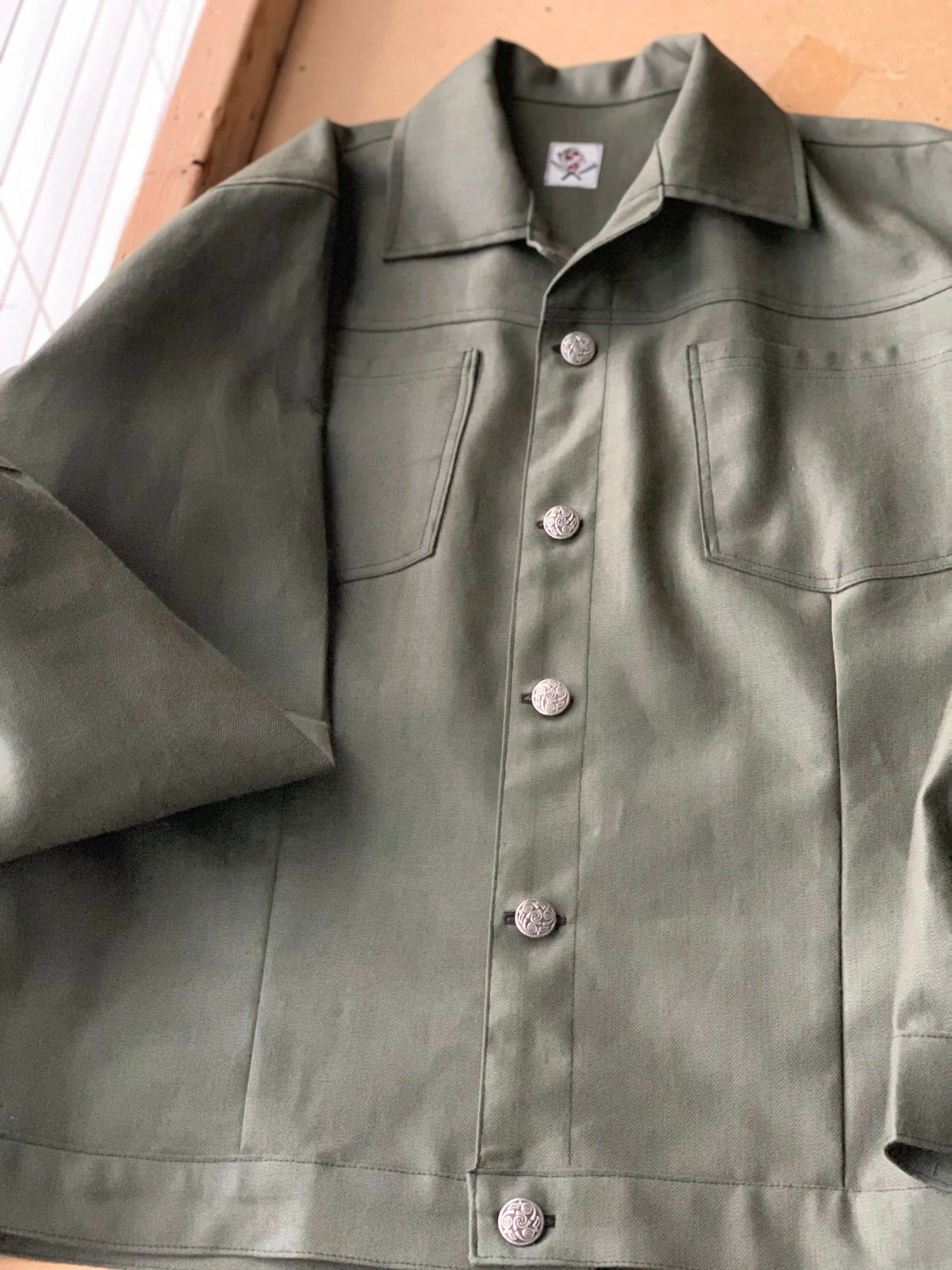 “Moon life” green denim jacket