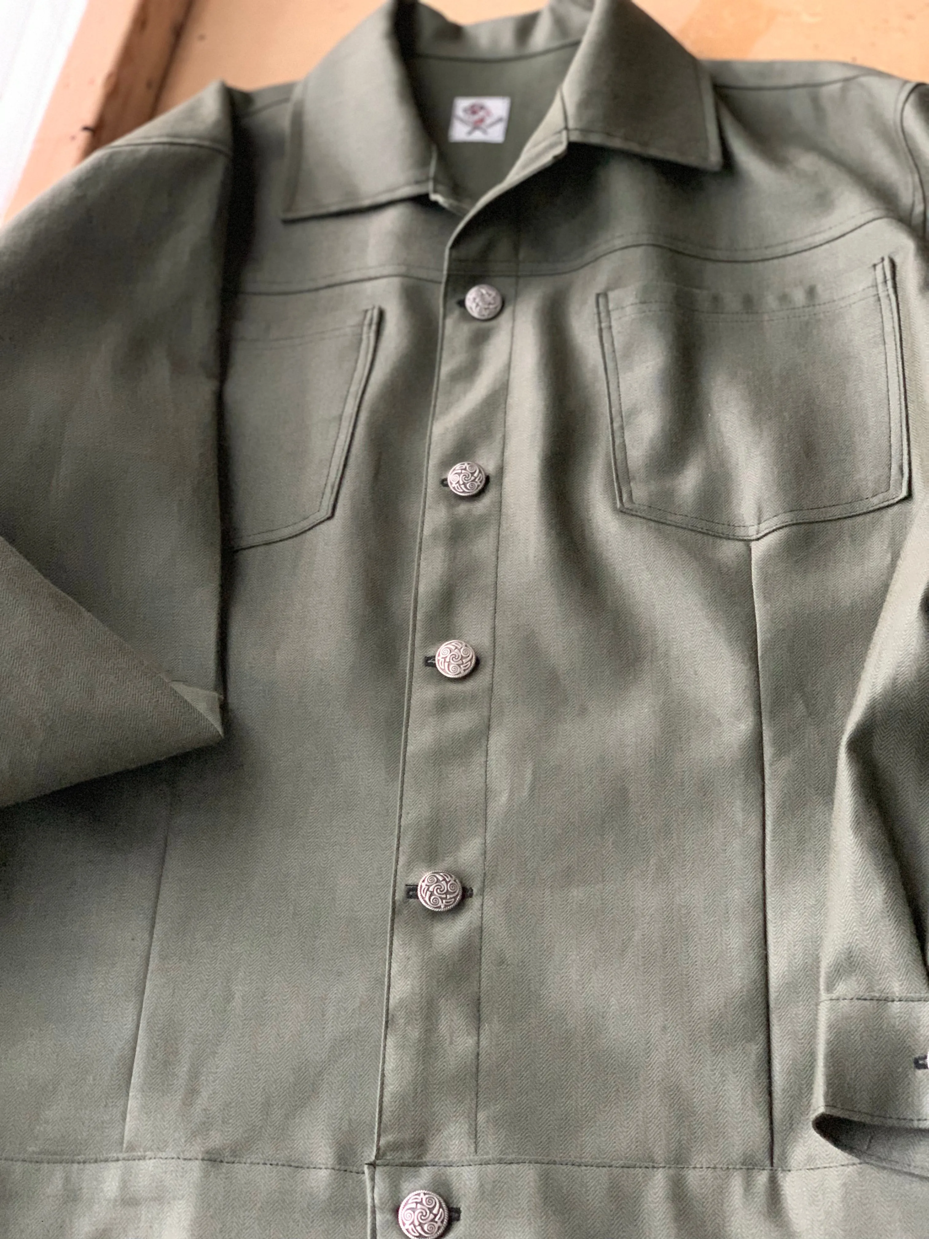 “Moon life” green denim jacket