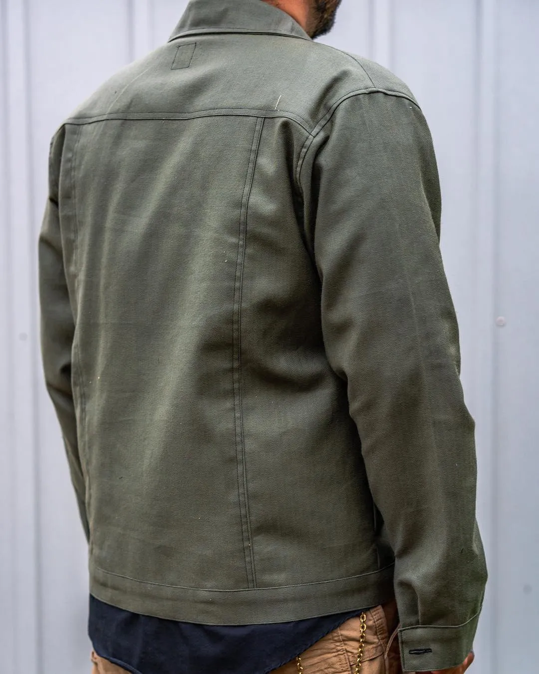 “Moon life” green denim jacket