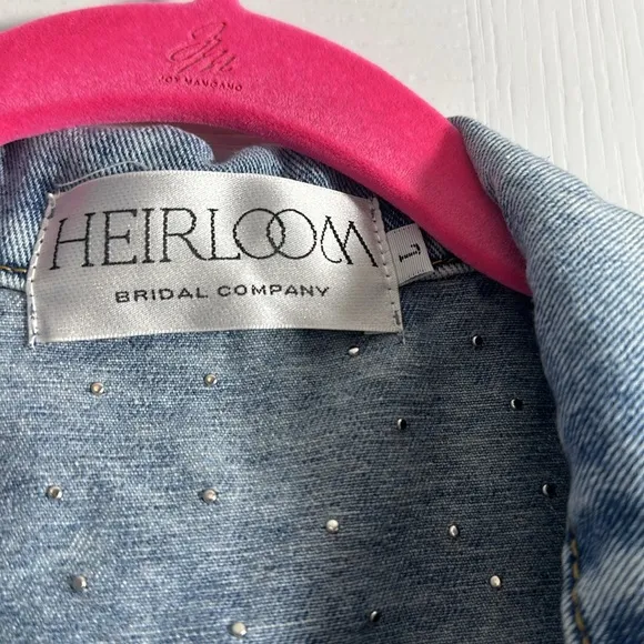 Mrs. Macfarlane denim jacket bridal with pearls size Large NWT