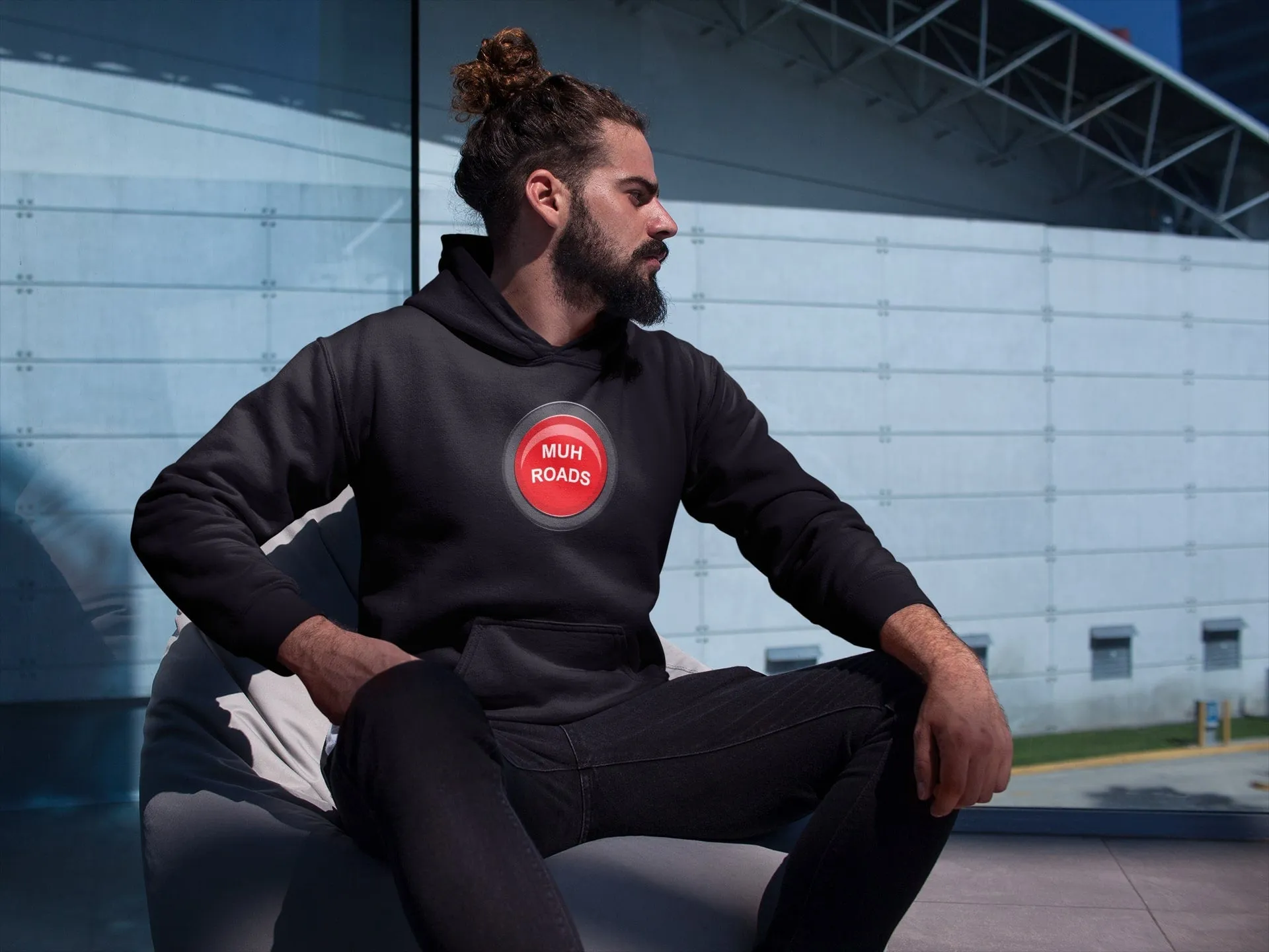Muh Roads Button Light Hoodie
