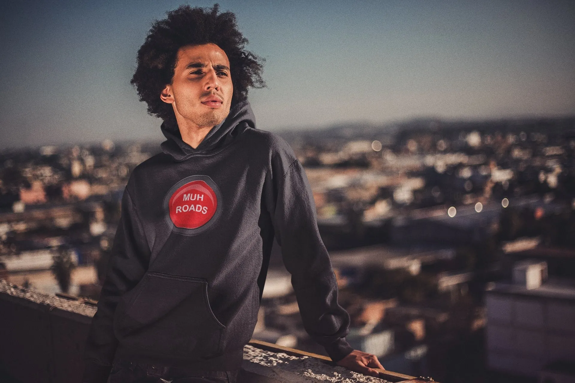 Muh Roads Button Light Hoodie