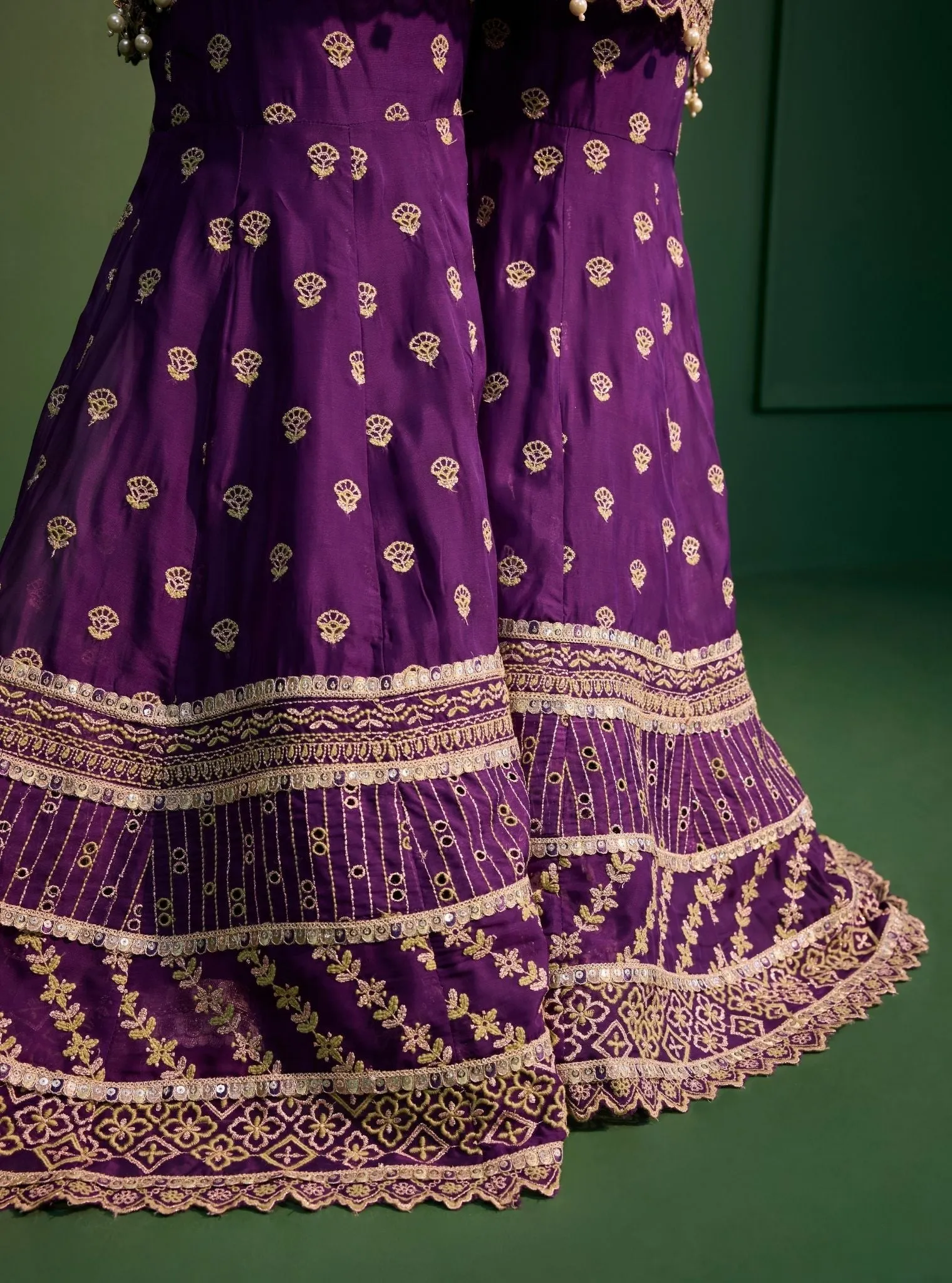 Mulmul Organza Kahani Purple Kurta With Mulmul Organza Kahani Purple Sharara