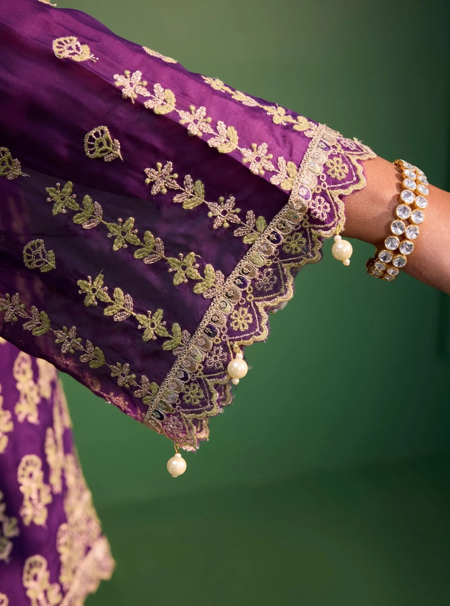 Mulmul Organza Kahani Purple Kurta With Mulmul Organza Kahani Purple Sharara