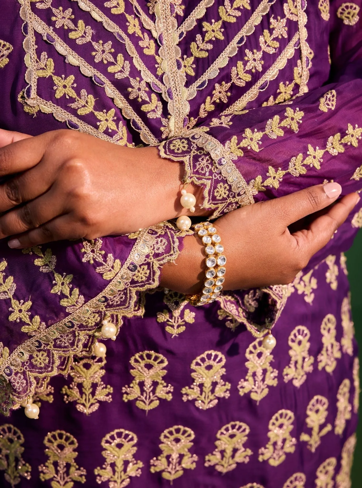 Mulmul Organza Kahani Purple Kurta With Mulmul Organza Kahani Purple Sharara