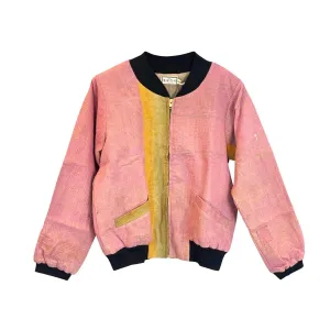 Nadia Bomber Jacket  | Vintage Kantha - Pink & Yellow (M)