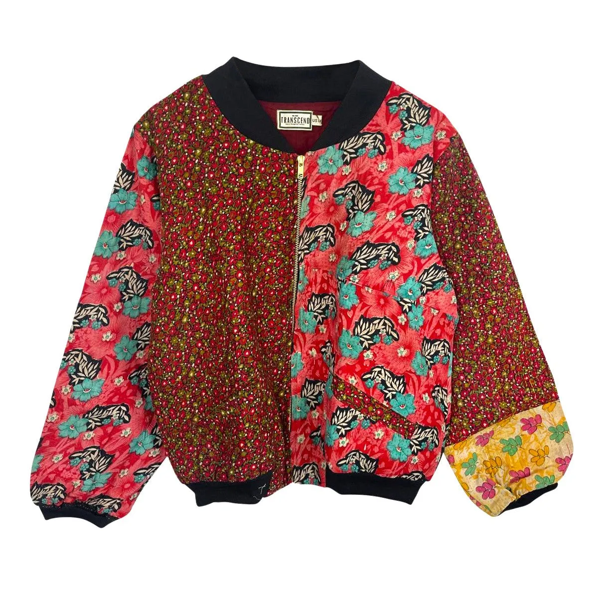 Nadia Bomber Jacket  | Vintage Kantha - Red Floral (XL)