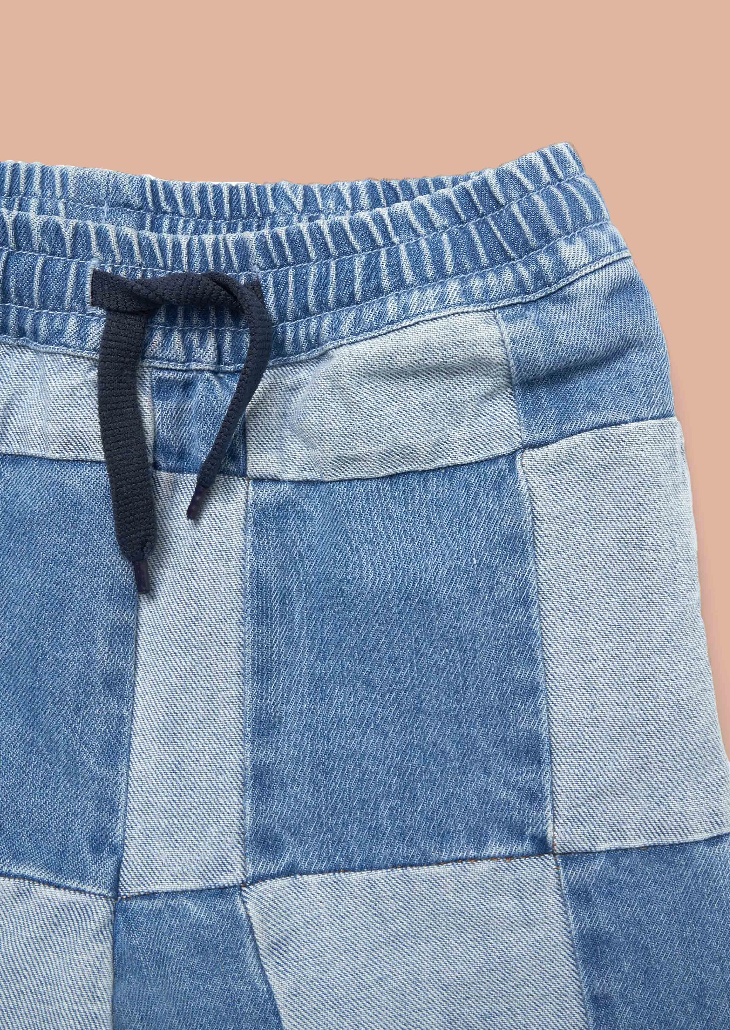 Neil Blue Patch Work Shorts