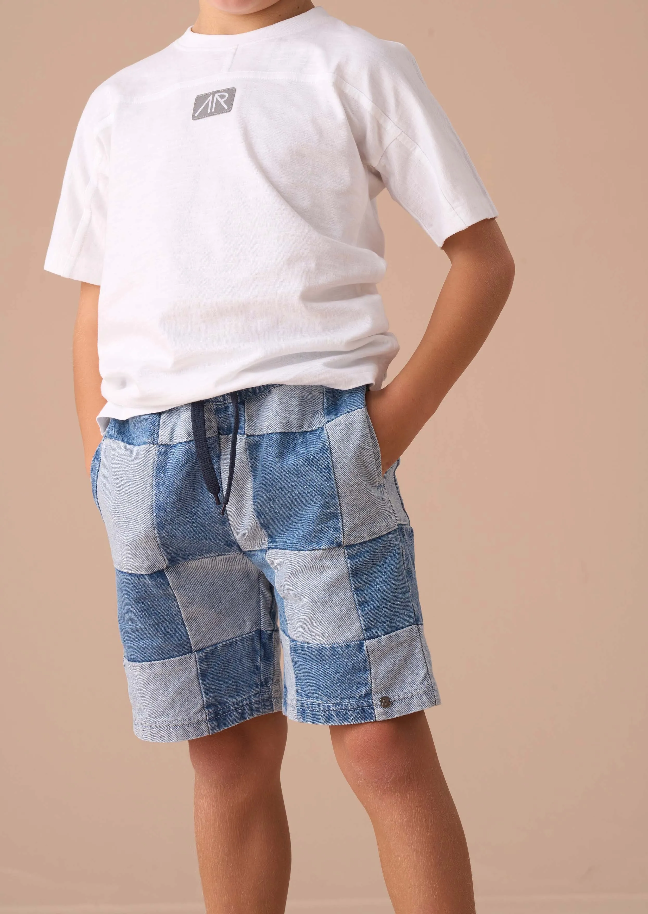 Neil Blue Patch Work Shorts