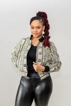 New- Afro cream/black Bomber Jacket - New Stock