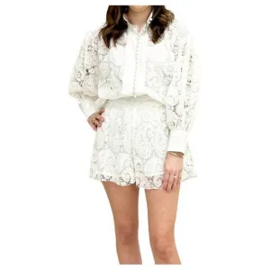 NEW BEULAHSTYLE high waisted lace short in white