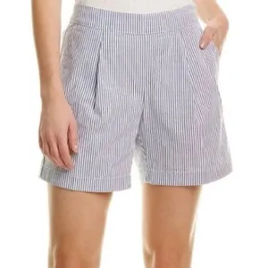 NEW! Brooks Brothers Cotton Seersucker Pleated Shorts Blue White Stripe Size 2
