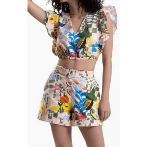 NEW GARRIE B jennie high waist picnic shorts in multi