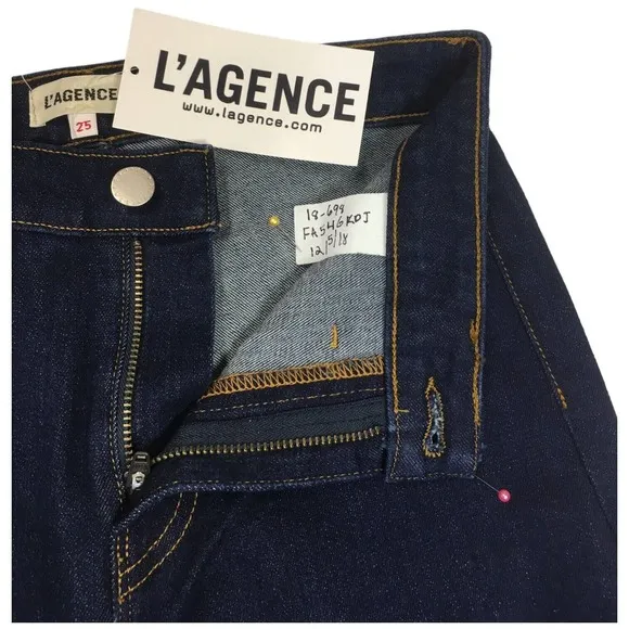 New L’Agence Womens Size 25 Mid Rise Skinny Jeans Dark Wash Denim Blue