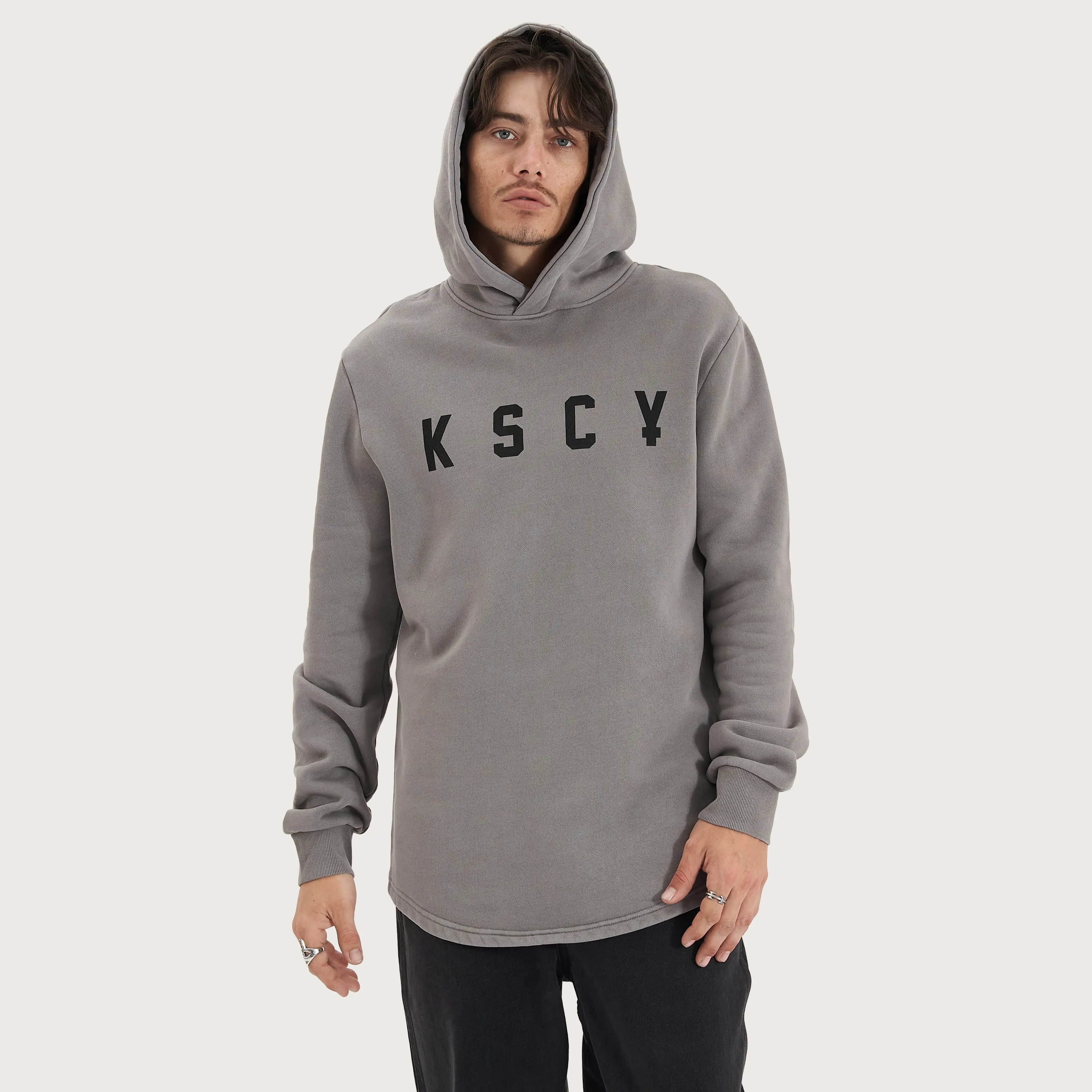 Nexus Heavy Dual Curved Hoodie Pigment Frost Grey