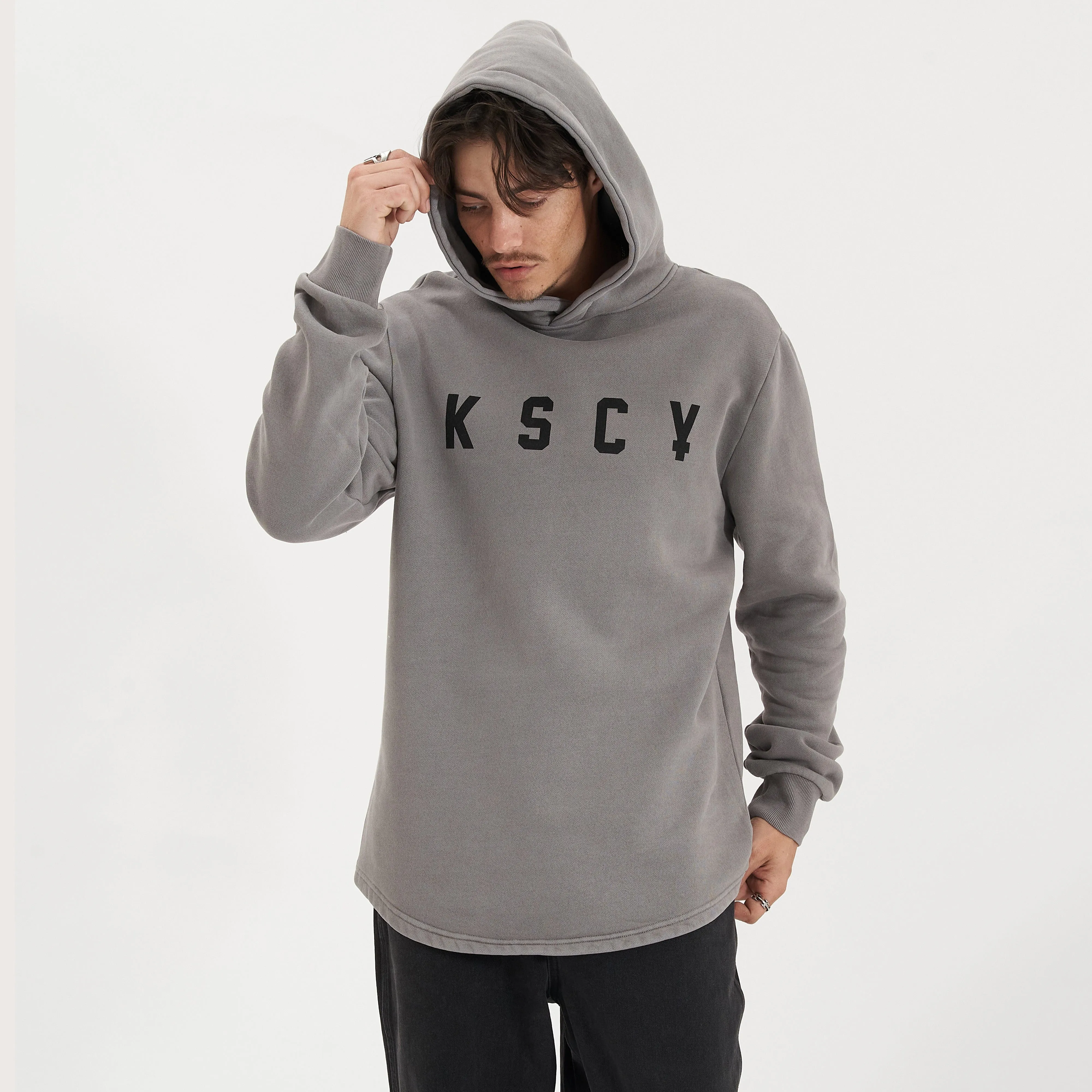 Nexus Heavy Dual Curved Hoodie Pigment Frost Grey
