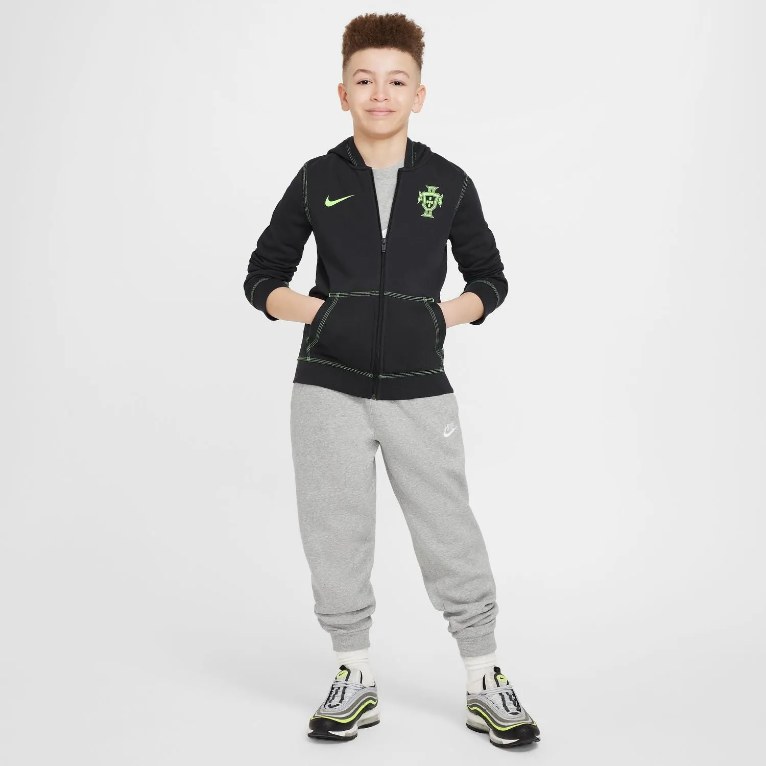 Nike Portugal Youth Hoodie- Black/Green