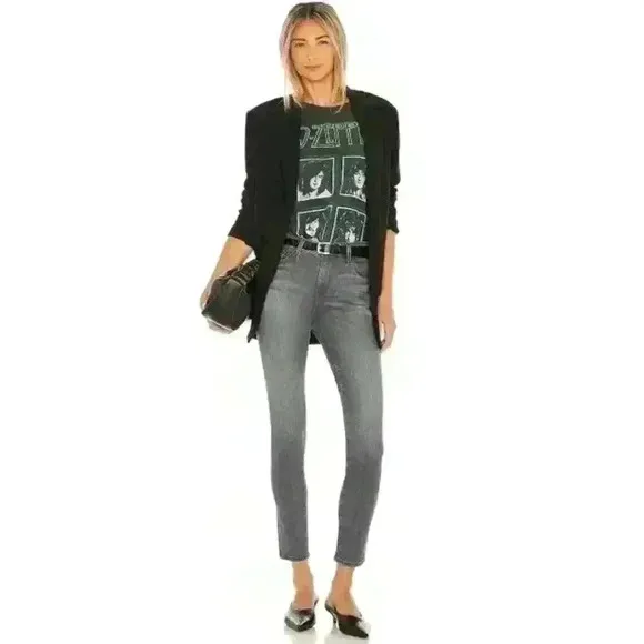NWT AG &quot;The Farrah&quot; High Waist Skinny Raw Hem Jeans in Gray Pearl