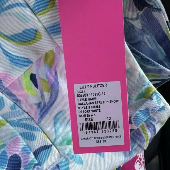 NWT Lilly Pulitzer Callahan Stretch Short Resort White Shell Beach