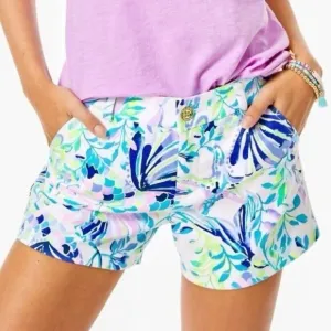 NWT Lilly Pulitzer Callahan Stretch Short Resort White Shell Beach