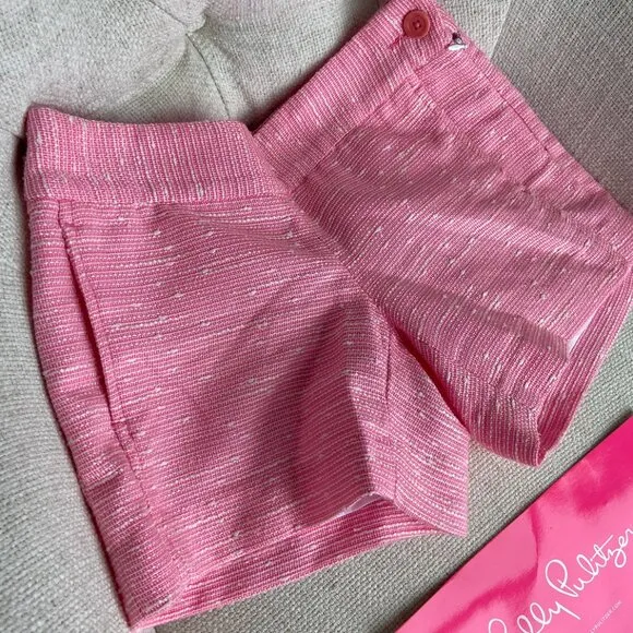 NWT Lilly Pulitzer Sloane Short Sparkle Pink Swirly Boucle Tweed Size 00