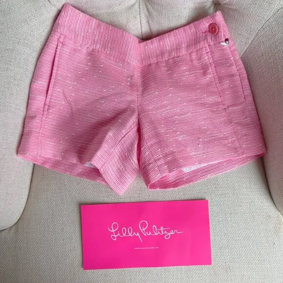 NWT Lilly Pulitzer Sloane Short Sparkle Pink Swirly Boucle Tweed Size 00
